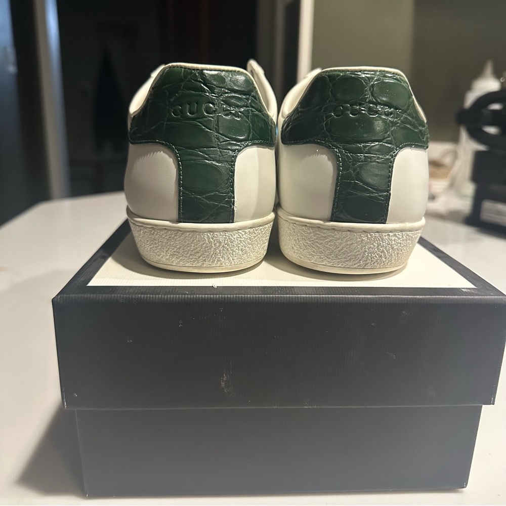 Gucci Womens White - Ace Striped Panelled Leather Sneakers 39 - Picture 7 of 10